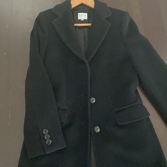 ARMANI-Collezioni Stunning Classic Black Angora/Wool/Cashmere Coat barely worn - Picture 5 of 12